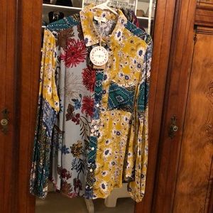 Ladies patchwork flowing rayon blouse